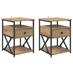 vidaXL Nachttisch 2er Set Artisan-Eiche 40x42x55 cm