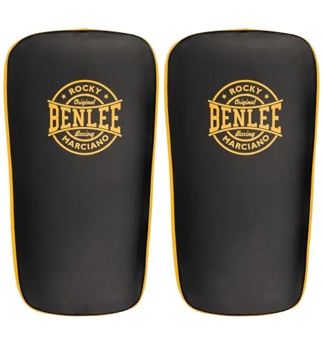 BENLEE Unterarmpratzen aus Leder SUPER THAI TWO NEU & OVP 916 - Hochwertige Lederunterarmpratzen in Schwarz/Gelb für präzises Training. Ideal für den professionellen Einsatz und optimalen Schutz während des Trainings.