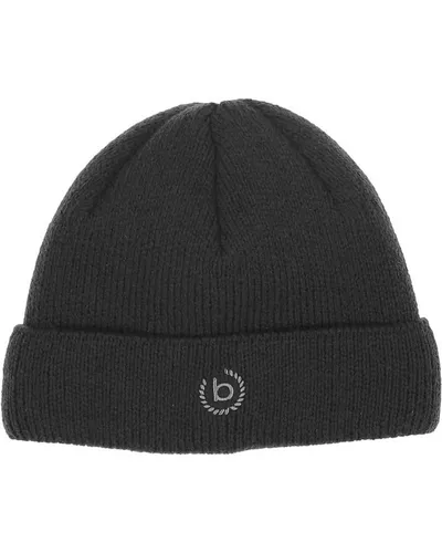 bugatti Beanie mit Label-Stitching in Anthrazit, Größe 1 - Strickmützen – Hochwertiger Material-Mix mit Stretch-Anteil für flexible Passform und komfortable breite Krempe, ideal für kühle Tage.