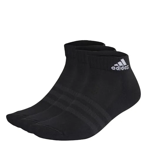 adidas Unisex Cushioned Sportswear Ankle Socks 3 Pairs, Black / White, 6.5-8