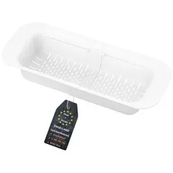 Engelland Küchensieb Ausziehbares Abtropfsieb für Spülbecken, Kunststoff, (Vorteils-Set, 1-St., lebensmittelecht), BPA-frei, flexibler Abtropfkorb, Nudelsieb, Seiher, robust, universell weiß