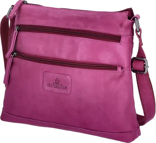 The Skandinavian Brand Leder Umhängetasche Purple - Elegante Umhängetasche mit zwei praktischen Reißverschlussfächern, verstellbarem Schultergurt und stilvollem Design - perfekt für modebewusste Frauen.