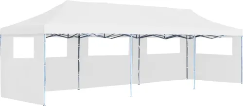 The Living Store Faltbares Pop-Up Partyzelt 3x9 m Weiß mit 5 Seitenwänden