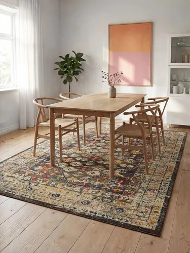 benuta Teppich Casa, bunt und retro für jeden Raum - Teppich für Wohnzimmer, Esszimmer, Schlafzimmer und Flur, pflegeleichte Kunstfaser, strapazierfähig und ideal für stark beanspruchte Wohnbereiche.