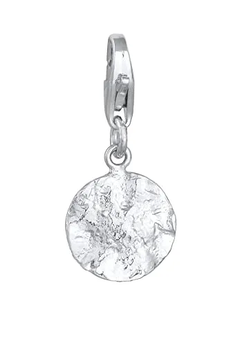 Charm-Anhänger aus 925 Sterling Silber - Rundes Design für Damen und Mädchen - Eleganter Charm-Anhänger aus hochwertigem 925er Sterlingsilber mit gehämmerter Oberfläche, passend für alle Charmträger und Bettelarmbänder. Perfekt als Geschenk für besondere Anlässe.
