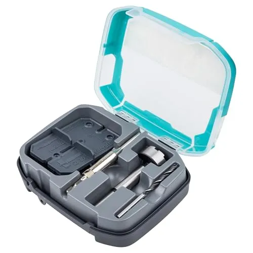 wolfcraft Scharnierloch-Set 4656000 - Topfscharnieren einfach installiert - 5-tlg. Set für die perfekte Installation von Topfscharnieren, inklusive Forstnerbohrer Ø 35 mm und Bohrschablonen für präzise Bohrpositionen. Ideal für Holz und Spanplatten.