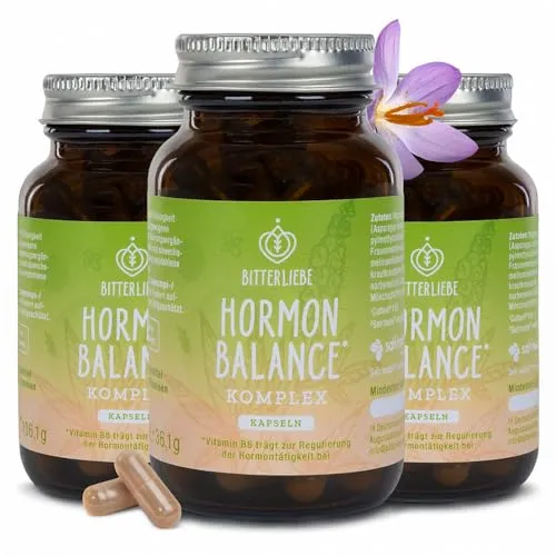 Bitterliebe Hormon Balance Komplex - Myo Inositol & Mönchspfeffer für Frauen - Medikamente bei Wechseljahren, unterstützt hormonelle Balance und lindert PMS-Beschwerden mit hochdosierten pflanzlichen Inhaltsstoffen.