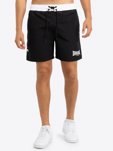 Lonsdale Herren Beachshorts Thorpe, Schwarz/Weiß, 3XL - Sportliche Badehose von Lonsdale mit regulärer Passform. Hergestellt aus 100% Polyester, bietet sie dank des dehnbaren Bundes optimalen Tragekomfort und praktische Taschen für mehr Funktionalität.