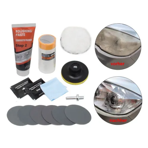 Scheinwerfer Aufbereitungsset Restaurierung Kit Reparatur polieren 14teilig