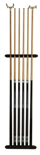 John West Billard Queue Set mit Wandhalterung - Enthält 4 Standard Pool Billardqueues (147-148 cm) und 2 Brückenqueues, perfekt für Anfänger und ideal für jedes Billardzimmer.