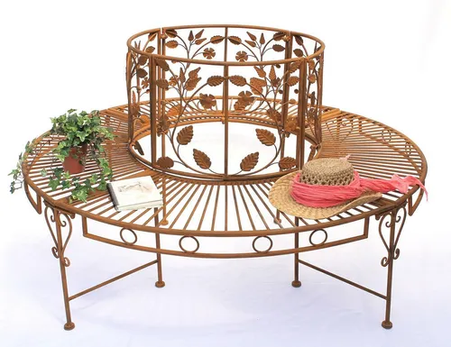 DanDiBo Rundbank Metall wetterfest Braun Ø 140 cm - Sitzbank für Garten und Terrasse, wetterfest und robust im rustikalen Design, ideal für gemütliche Stunden im Freien.