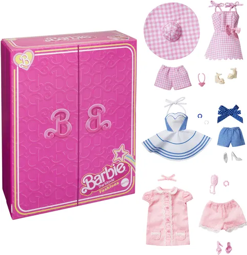 Barbie-Kleidung zum Film: Modeset mit 3 Outfits und Accessoires - Kleidung & Accessoires für Barbie, inklusive 19 Teile und 3 ikonische Outfits, perfekt für kreative Rollenspiele und Sammelleidenschaft.