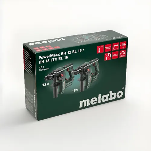 Metabo Akku Bohrhammer BH 12 BL 16 Solo Karton - Akkuschrauber mit leichtem, kompaktem Design und leistungsstarkem Brushless-Motor für ermüdungsfreies Arbeiten. Ideal für vielfältige Anwendungen mit Hammerbohren und Bohren.
