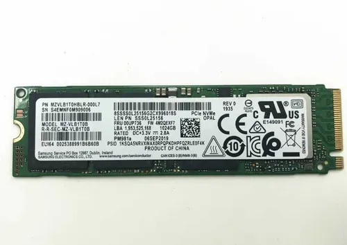 Lenovo 1000GB m.2 SSD PCIe 00UP736 - Festplatten mit 1024GB Speicherkapazität, ideal für schnelles Booten und hohe Datenübertragungsraten dank NVMe-Technologie.