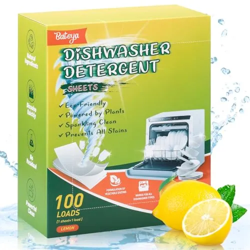 Biologisch Abbaubare Spülmaschinenblätter mit Zitronenduft – 100 Stück