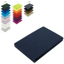 EXKLUSIV HEIMTEXTIL Jersey Spannbettlaken 120 x 200 cm Navyblau 100% Baumwolle Öko - Tex Zertifiziert Bed-Sheet Bettlaken Spannbetttuch