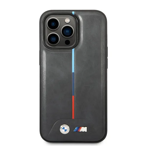 CG MOBILE BMW M Collection, kompatibel mit Magsafe, Gesteppte PU-Hülle mit heißgeprägten dreifarbigen Streifen und aufgedrucktem Logo-Schutz/Fallschutz, kompatibel mit iPhone 14 Pro 15,5 cm (6,1
