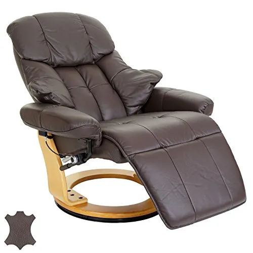 Robas Lund MCA Relaxsessel Calgary 2 - Brauner Fernsehsessel aus Echtleder, 150kg belastbar - Bequemer Sessel mit separat verstellbarer Fußstütze und Rückenlehne aus echtem Rindsleder. Ideal für entspannte Fernsehabende und moderne Wohnräume.