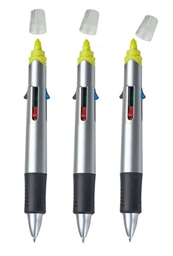 noTrash2003 Vier-Farb-Druckkugelschreiber mit vier Farben und Textmarker im 3er Pack