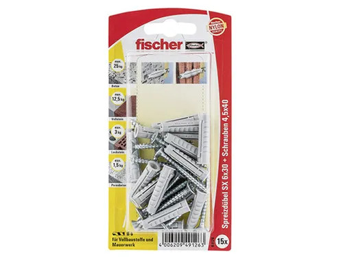 Fischer Dübel SX 6x30 S mit Schraube, 49126