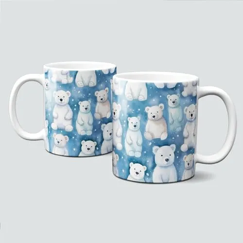 online-hut - Tasse - Kaffeebecher - Lieblingstasse - mit putzigen Eisbären - hell - LT-319