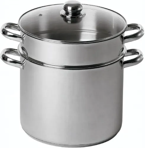 Baumalu 342646 Couscous-Topf 11 l - Ideal für große Portionen - Töpfe & Pfannen, aus hochwertigem Edelstahl mit Dreifach beschichtetem Boden für gleichmäßige Wärmeverteilung. Perfekt für alle Herdarten, auch Induktion.