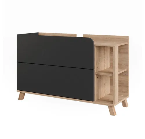 Vicco Waschbeckenunterschrank Karen, Sonoma/Anthrazit, 100 cm - Waschbeckenunterschrank mit 2 Türen und Schubladen, bietet optimalen Stauraum und modernes Design für Ihr Badezimmer.