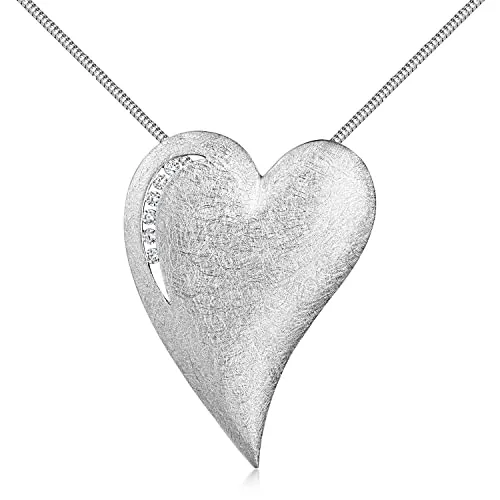 Materia Großer Herz Anhänger Silber 925 Damen Kette matt KA-254-K22-70cm