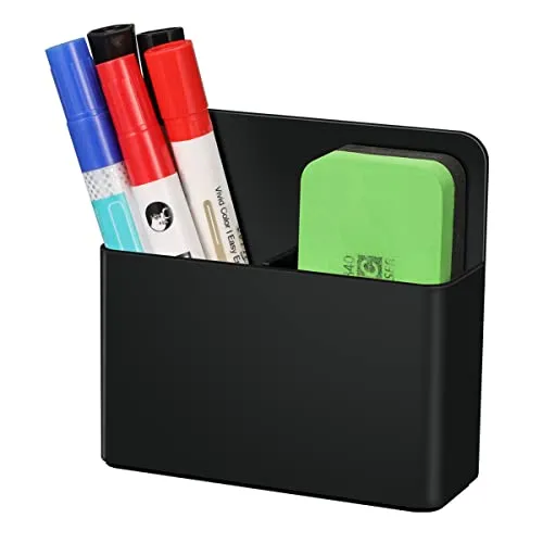 CaseBot Stifthalter Magnetisch, Stifthalter Trocken Abwischbarer Markerhalterung für Whiteboard, Magnettafel Kühlschrank Spind sowie die metallische Oberflächen Marker Organizer Storage, Schwarz