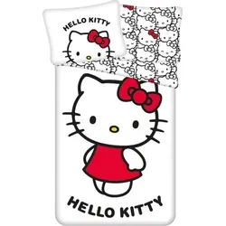 Hello Kitty Bettwäsche 140x200cm – Niedliches Design für Kinder - Bettwäsche in Weiß und Rosa mit Hello Kitty Motiv, aus 100 % Baumwolle für ein angenehmes Schlafgefühl. Ideal für kleine Fans und als Geschenk!