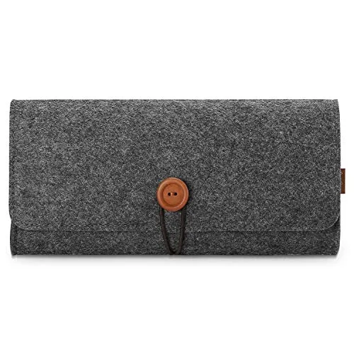 ProCase Filz Trage Tasche Hülle Etui Sleeve Brieftache für Nintendo Switch Lite 2019 mit 5 Spielpatronenhaltern,Ultra Dünn Reise Tragetasche Schutzhülle, Felt Carrying Case Pouch – Schwarz-grau