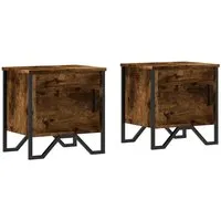 vidaXL Nachttische 2er Set Räuchereiche 40x30x40 cm