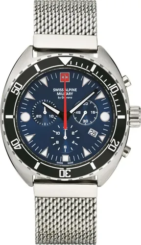 Swiss Alpine Military Uhr, silber/schwarz - Sportlich und Wasserdicht - Armbanduhren mit Schweizer Quarzwerk, 10 ATM wasserdicht und kratzfestem Mineralglas für Alltagstauglichkeit und hohen Tragekomfort.