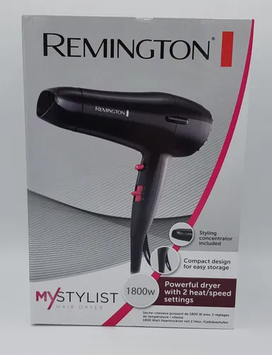 Remington D2121 My Stylist Haartrockner 1800W - Haartrockner mit 1800W Leistung, 2 Geschwindigkeiten und 2 Temperaturen für individuelles Styling. Ideal für schnelles Trocknen und perfekte Frisuren.
