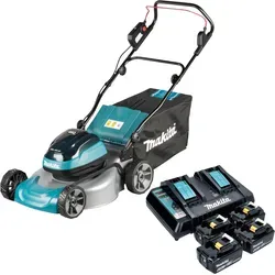 Makita DLM 466 PG4 Akku Rasenmäher mit 4x 6,0 Ah Akku und Ladegerät