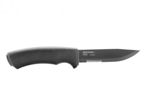 Morakniv Bushcraft Black SRT - Jagdmesser mit Edelstahlklinge - Taschenmesser mit ergonomischem Griff und partieller Sägezahnung, ideal für Outdoor-Aktivitäten. Inklusive Messerscheide, rostbeständig und rutschfest für optimale Handhabung.