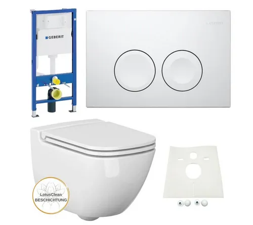 GEBERIT Vorwandelement WC Delta21 Set - Vorwandelemente für Wandmontage mit modernem Design, inklusive 2-Mengen-Spülung und Schallschutz. Ideal für ein stilvolles Badezimmer.