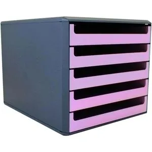 Böttcher-AG Schubladenbox A4, Recycling-Kunststoff, 5 Fächer, offen, lavendel / anthrazit