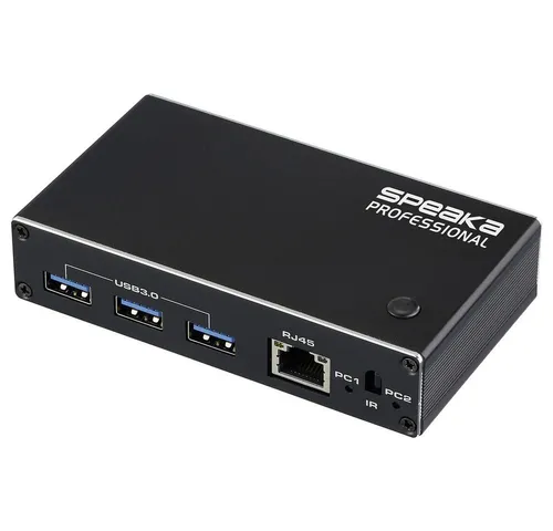 SpeaKa Professional HDMI 2.1 Slim KVM 2X1 USB3.0 + IR - KVM-Switch für 2 Computer, unterstützt 4K 120 Hz, einfache Umschaltung per Knopfdruck und integrierte USB 3.0-Anschlüsse für mehr Komfort im Büro.
