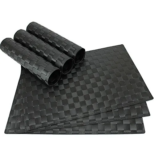 matches21 Tischset Platzset MODERN Platzmatten 6er Set schwarz geflochten Kunststoff 45x30 cm Platzdecken Tischunterlagen Esstischunterlagen