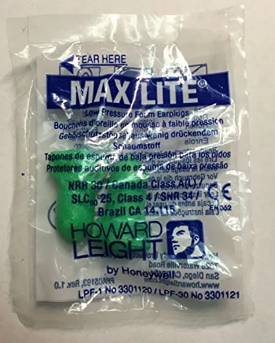 Howard Leight Max Lite, 10 Paar, Paarweise Verpackt, Grün, SNR 34 dB, Gehörschutz Ohrstöpsel, Wadle-Shop ®