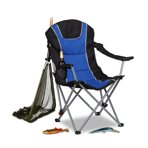 Campingstuhl faltbar - Verstellbarer Faltstuhl in Blau-Schwarz - Camping-Möbel, leicht und tragbar mit nur 4,4 kg, ideal für Outdoor-Aktivitäten und Reisen.