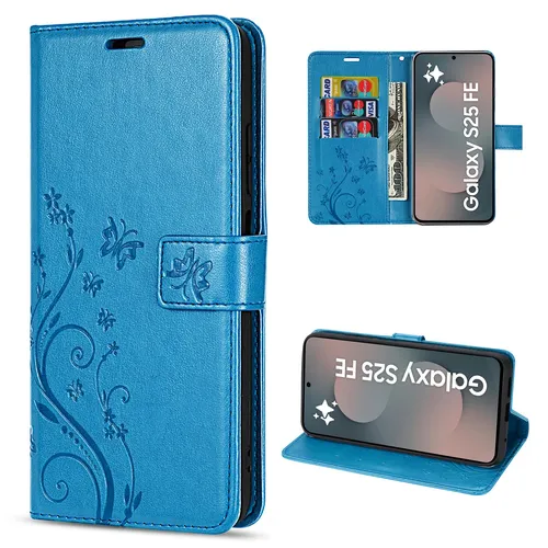 Handy Tasche für Samsung Galaxy S25 FE Handyhülle Klapphülle Wallet Case Blau