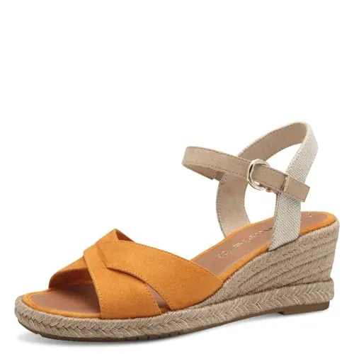 Tamaris Sandalette Damen Keilabsatz orange, EU 39 - Wanderschuhe mit ANTIslide-Technologie für rutschfesten Halt, bequemer Decksohle und einem stilvollen Keilabsatz – ideal für jeden Tag!