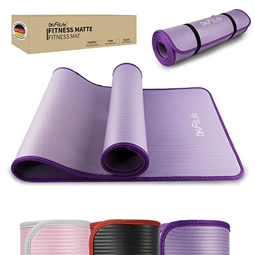 DH FitLife Trainingsmatte Fitnessmatte, Sportmatte 183 * 61 * 1 cm, Gymnastikmatte extra reißfest, Yogamatte rutschfest und dick, Workout Matte (violett)