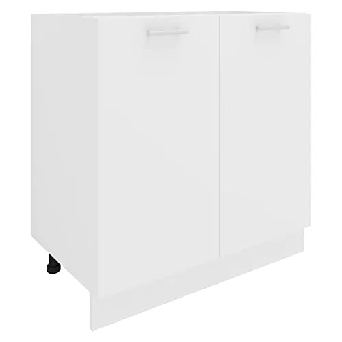 VCM Küchenschrank Esilo 80 cm mit Drehtüren - Küchenunterschrank in Weiß, bietet geschlossenen Stauraum mit zwei Drehtüren und verstellbaren Füßen für optimale Anpassung.