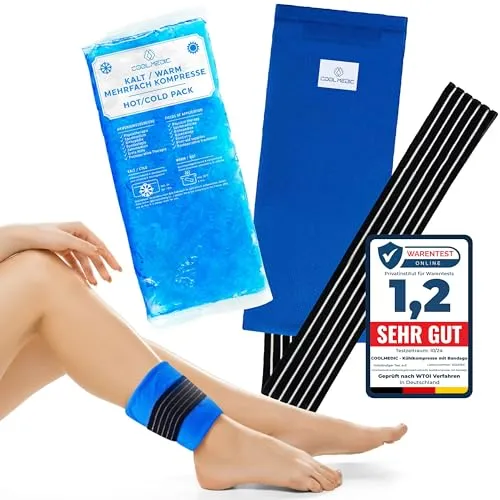 COOLMEDIC Premium Kühlpad Kühlkompresse inkl. Bandage | XXL Kalt Warm Kompresse 29x12cm | Mehrfach-Kompresse Kühlpads Gel Kühlkissen Kaltkompresse z. Kühlen von Schmerzen f. Kinder & Erwachsene