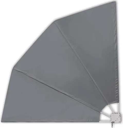 vidaXL Faltbarer Balkonfächer Grau 210×210 cm - Sichtschutz für Balkon und Terrasse, faltbar und platzsparend, aus robustem, wasser- und UV-beständigem Polyester mit pulverbeschichtetem Stahlrahmen für Langlebigkeit und Stil.