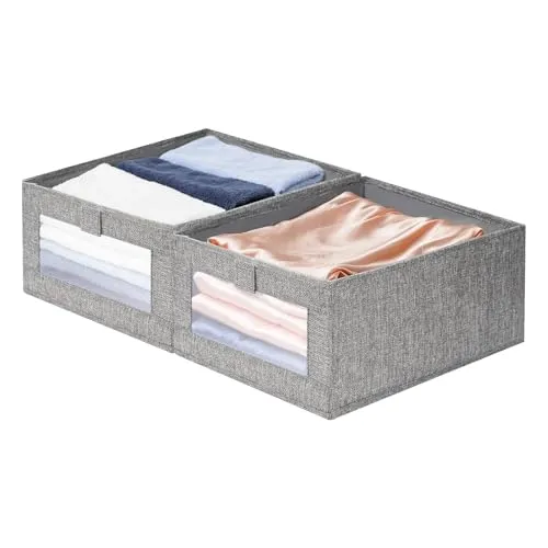 lompyeu 2er Set Aufbewahrungsbox,Robust Aufbewahrungsboxen Stoff 40 * 27 * 17cm- Schrank Kleiderschrank Spielzeug Küche Organizer-Faltbar Boxen aufbewahrung