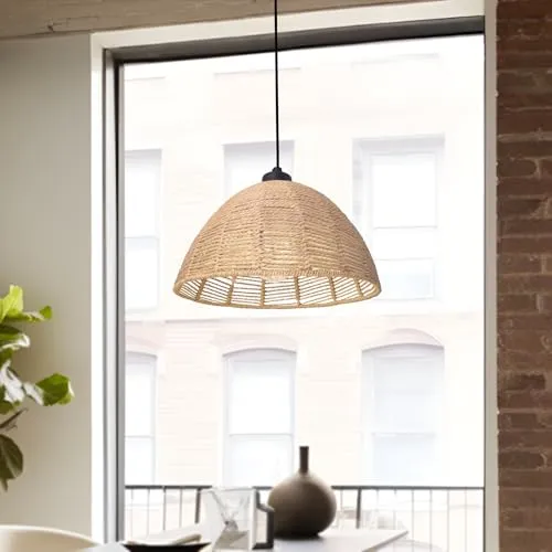 lux.pro Hängelampe Romsey - Höhenverstellbare Pendelleuchte aus Rattan und Metall - Lampen für stilvolle Akzente: Die elegante Hängeleuchte aus hochwertigem Rattangeflecht schafft eine warme Lichtatmosphäre und ist ideal für Wohnräume, Büros oder Schlafzimmer.